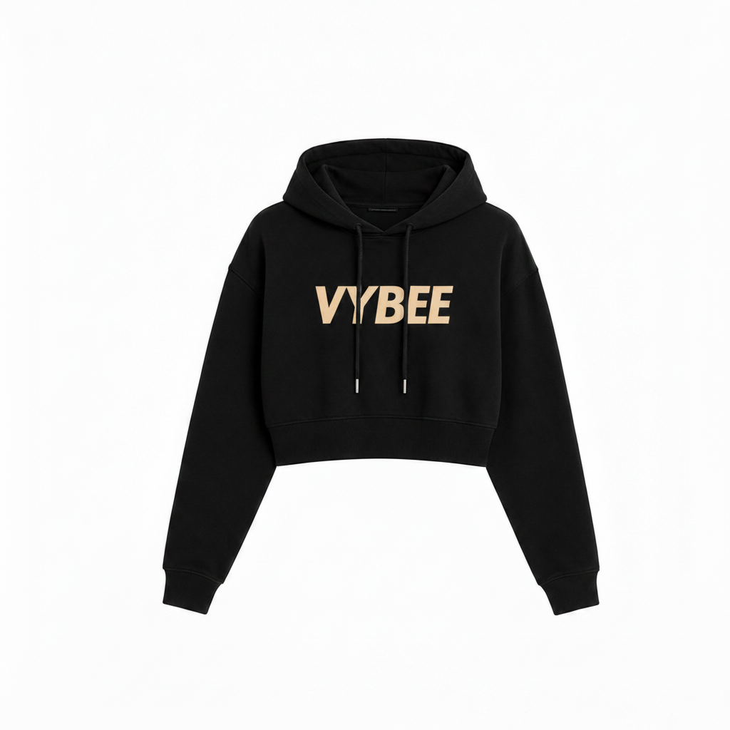 VYBEE Heavy Moletom Cropped Preto  — Urban Essential 2 Cabos