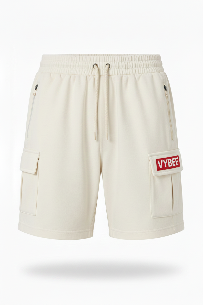 VYBEE Heavy Cargo Shorts Off-White — Urban Sweat 400G