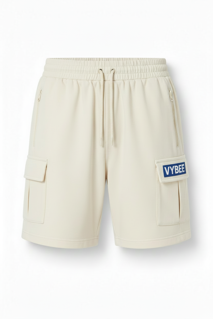 VYBEE Heavy Cargo Shorts Off-White — Urban Sweat 400G
