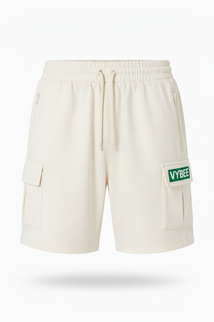 VYBEE Heavy Cargo Shorts Off-White — Urban Sweat 400G