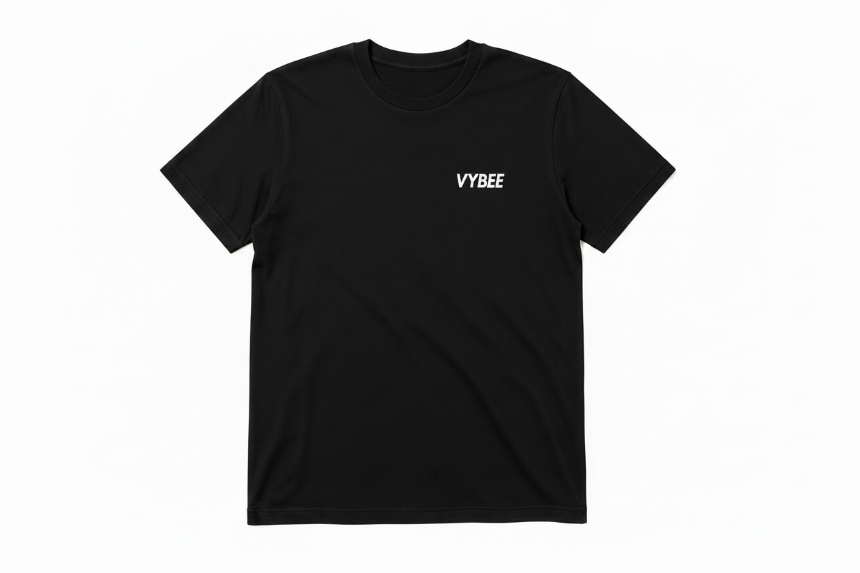 VYBEE Casual Natural Preto – Logo Minimalista