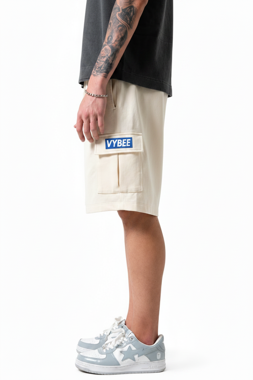 VYBEE Heavy Cargo Shorts Off-White — Urban Sweat 400G