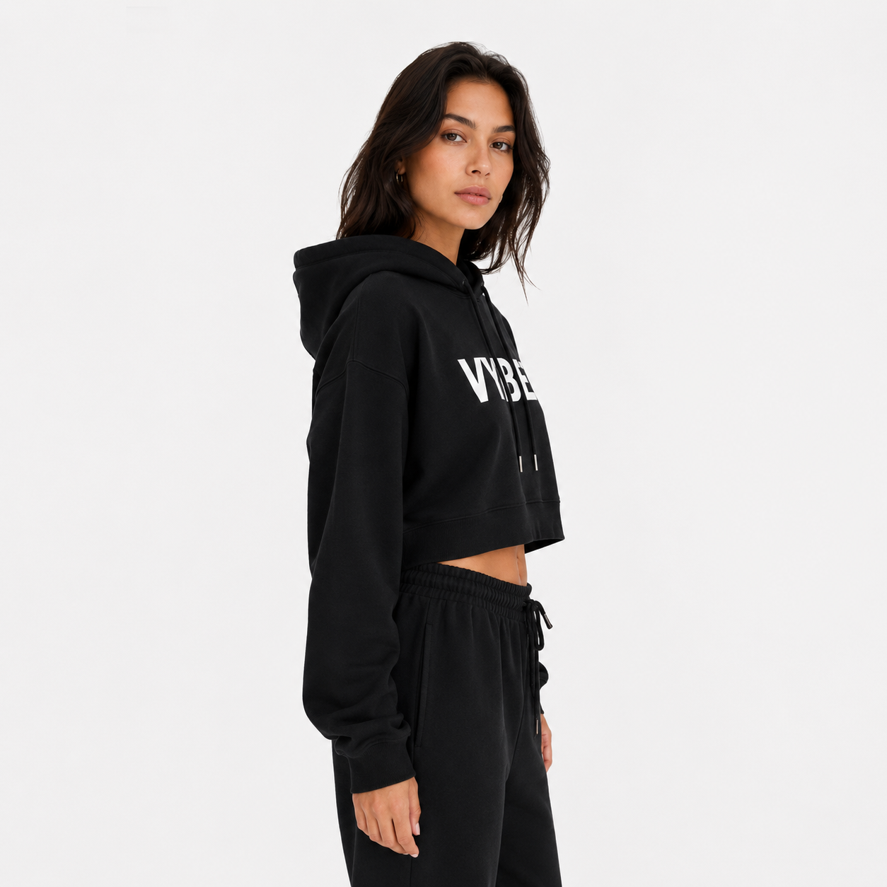 VYBEE Heavy Moletom Cropped Preto  — Urban Essential 2 Cabos