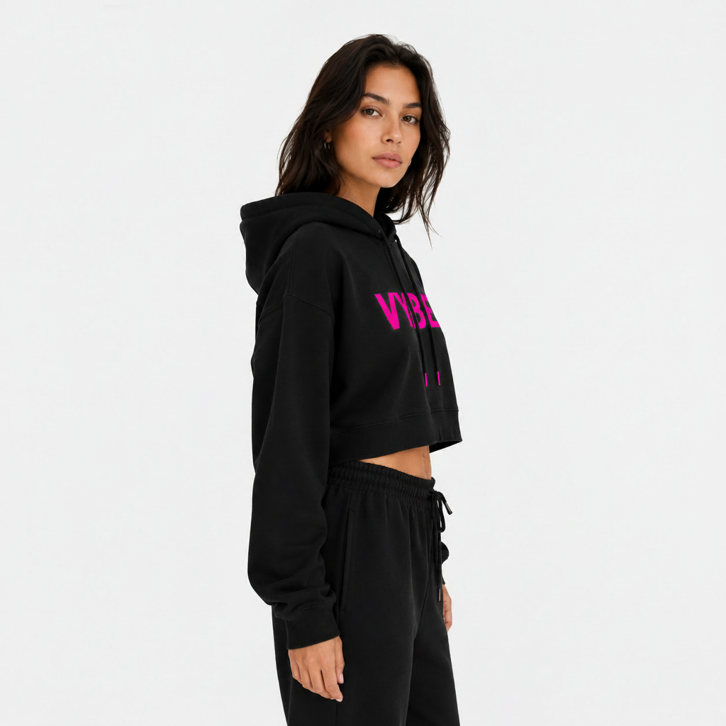 VYBEE Heavy Moletom Cropped Preto  — Urban Essential 2 Cabos