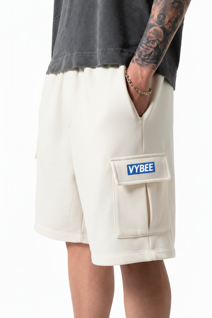 VYBEE Heavy Cargo Shorts Off-White — Urban Sweat 400G