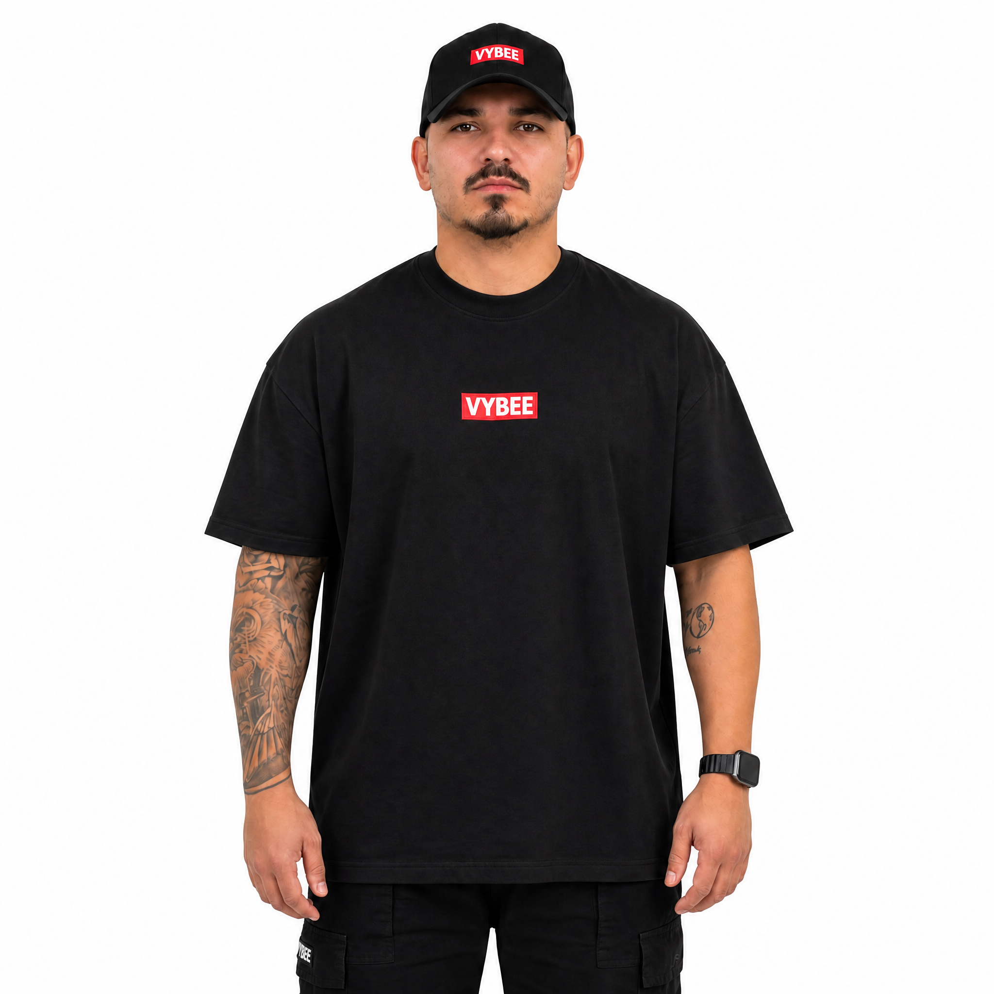 VYBEE Heavy Soft Double Tee BLACK — BOX 13'