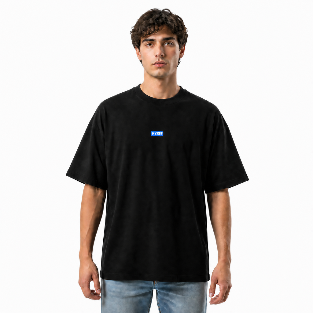 VYBEE Heavy Soft Double Tee BLACK — BOX 8'