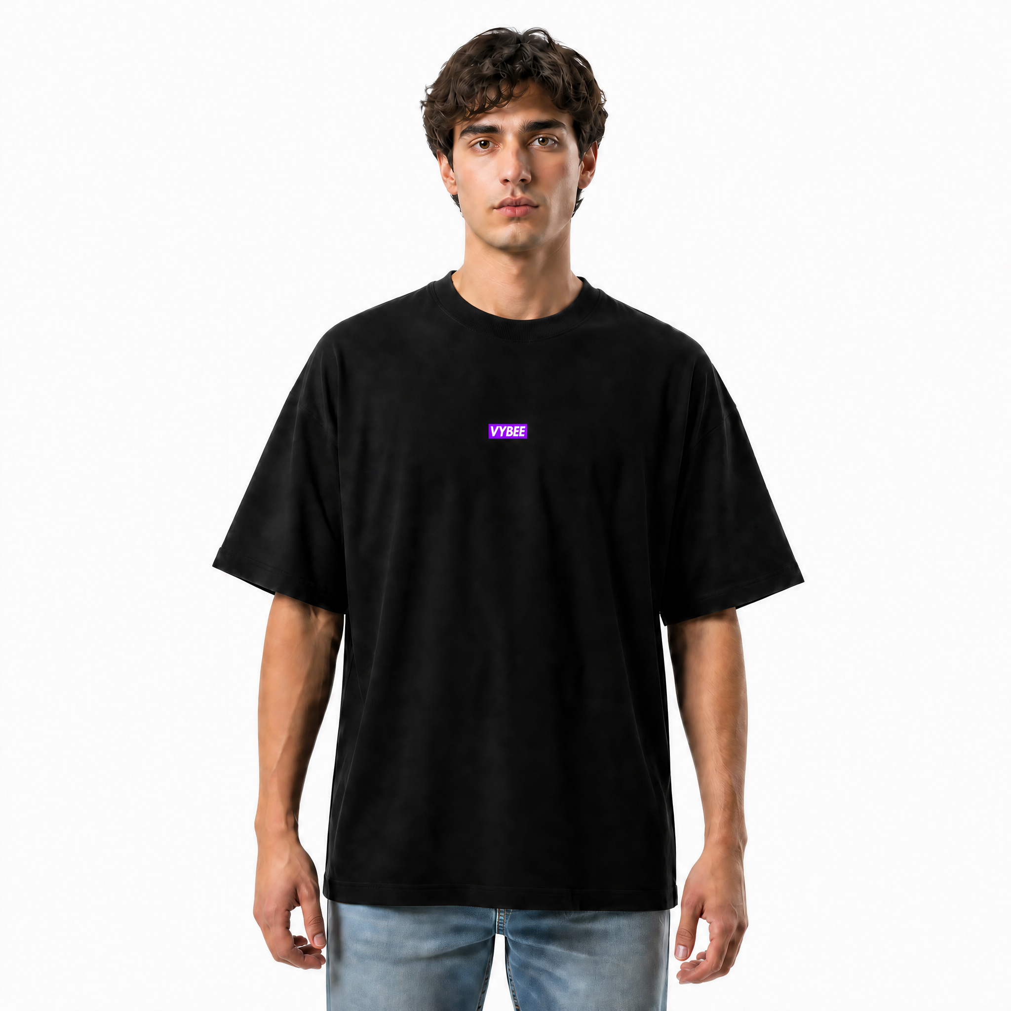 VYBEE Heavy Soft Double Tee BLACK — BOX 8'