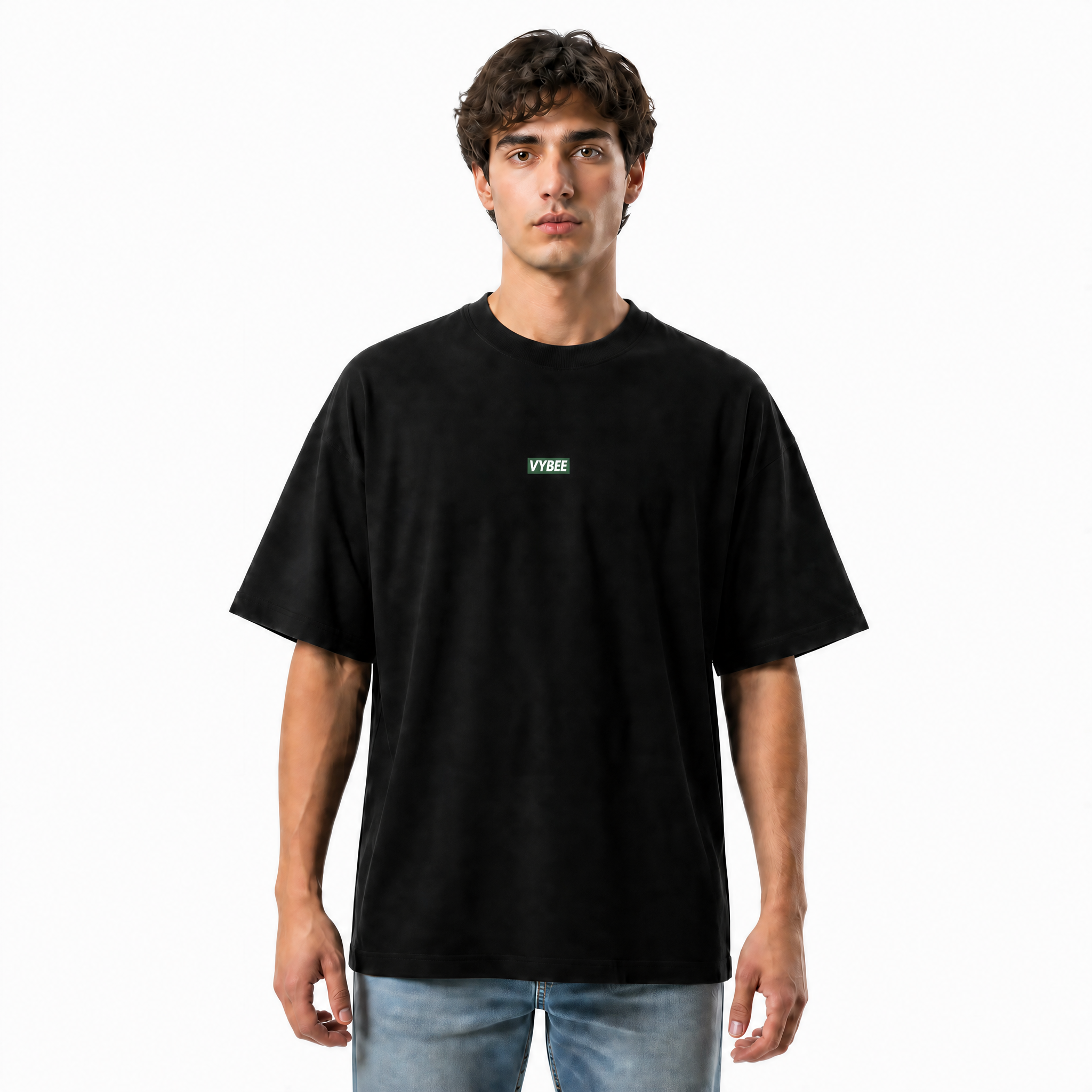 VYBEE Heavy Soft Double Tee BLACK — BOX 8'