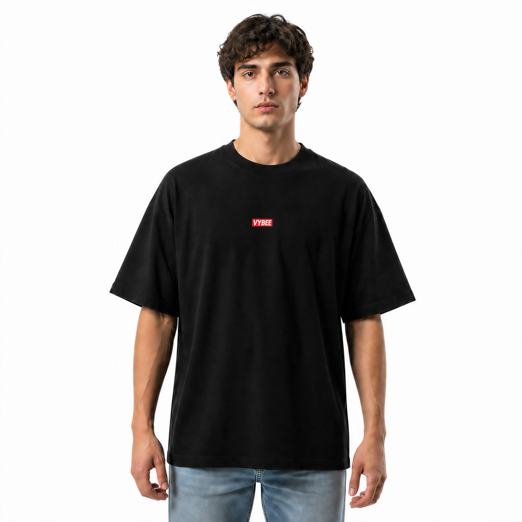 VYBEE Heavy Soft Double Tee BLACK — BOX 8'