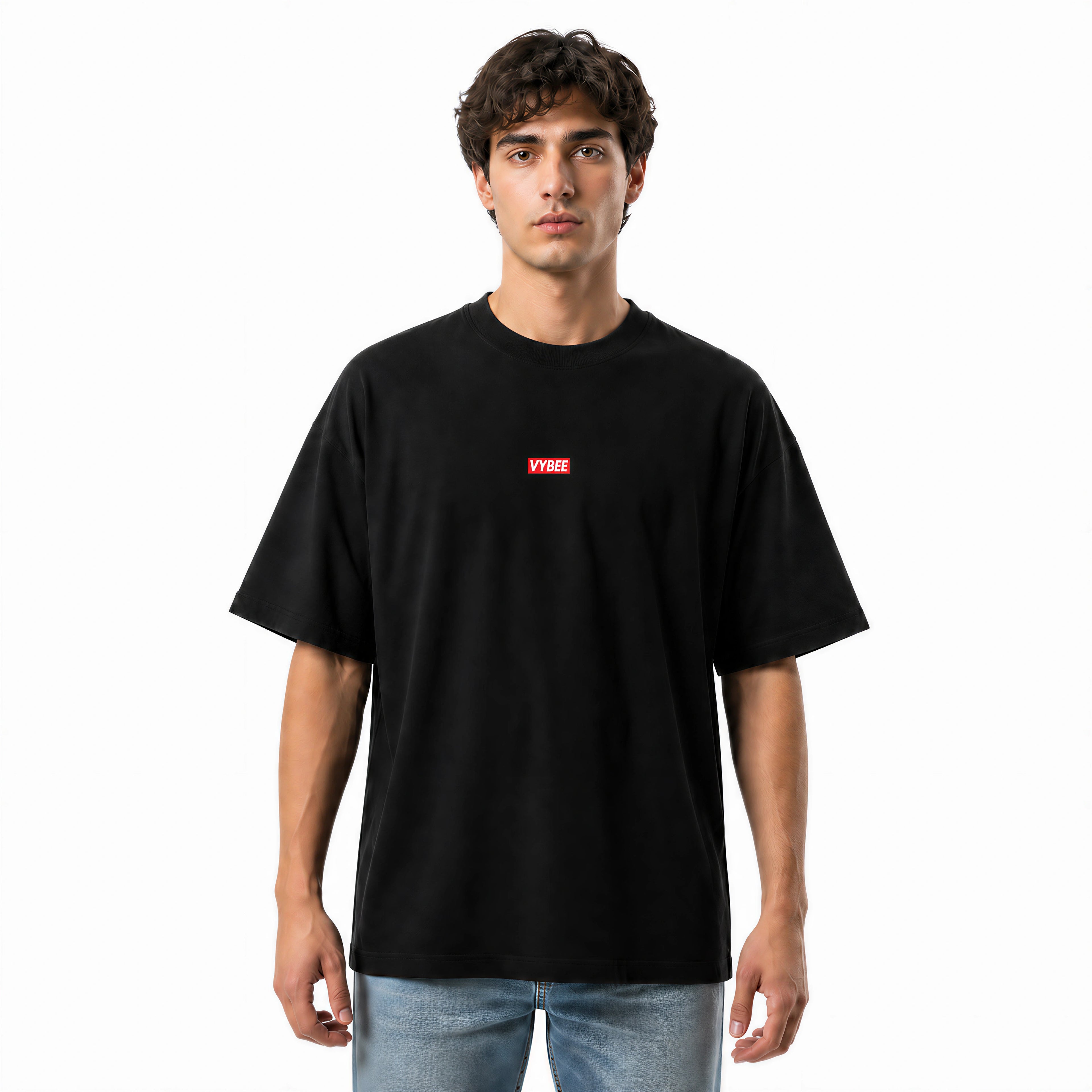 VYBEE Heavy Soft Double Tee BLACK — BOX 8'