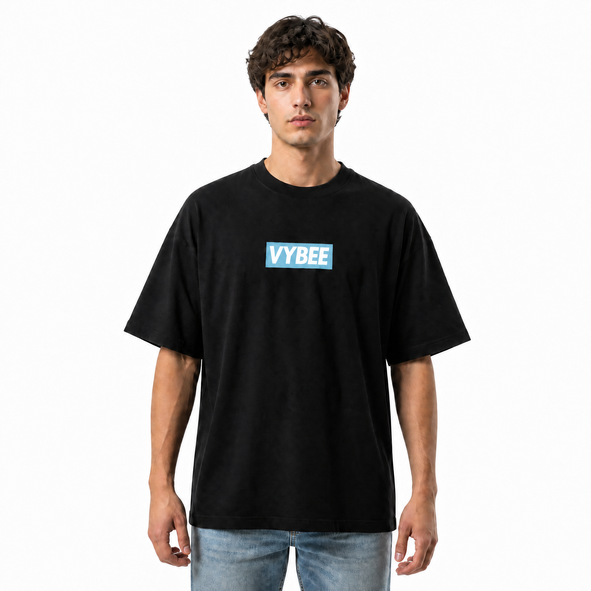 VYBEE Heavy Soft Double Tee BLACK — BOX 13'