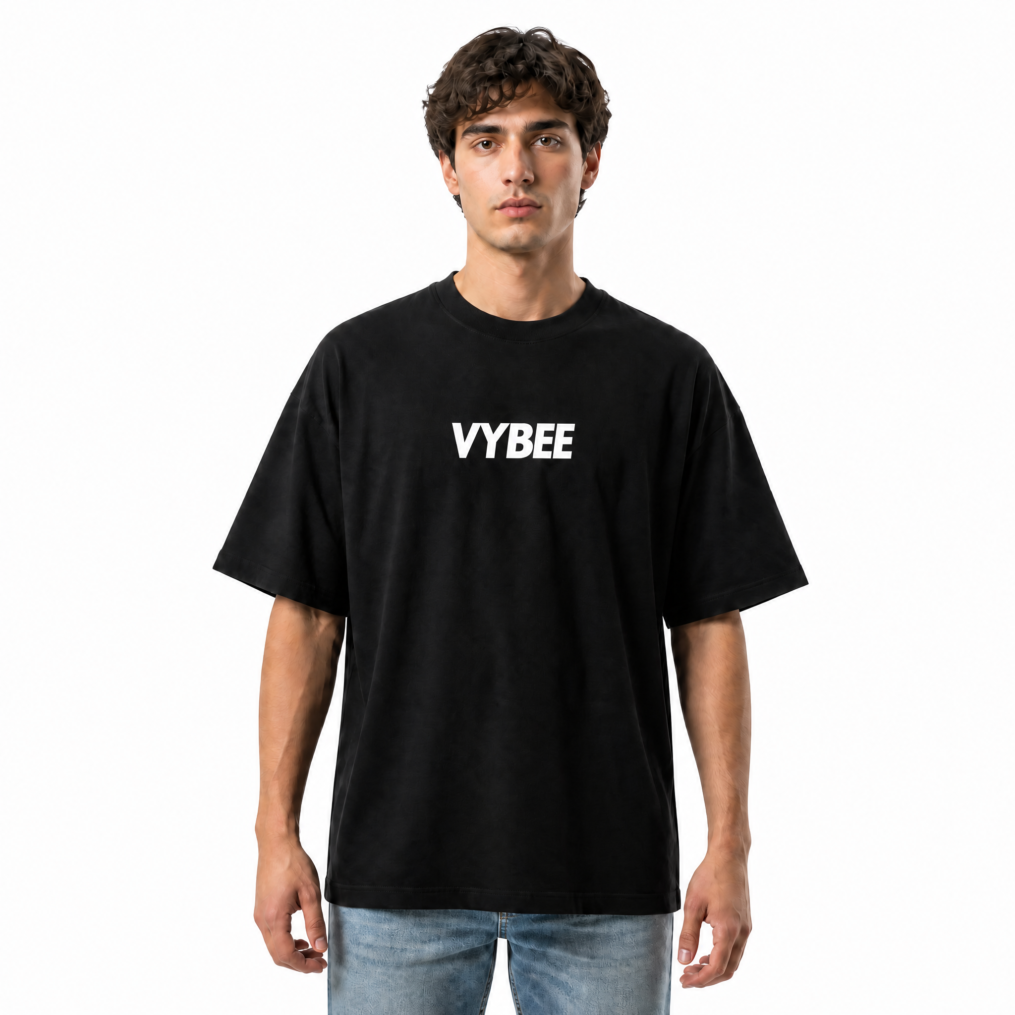 VYBEE Heavy Soft Double Tee BLACK — BOX 13'
