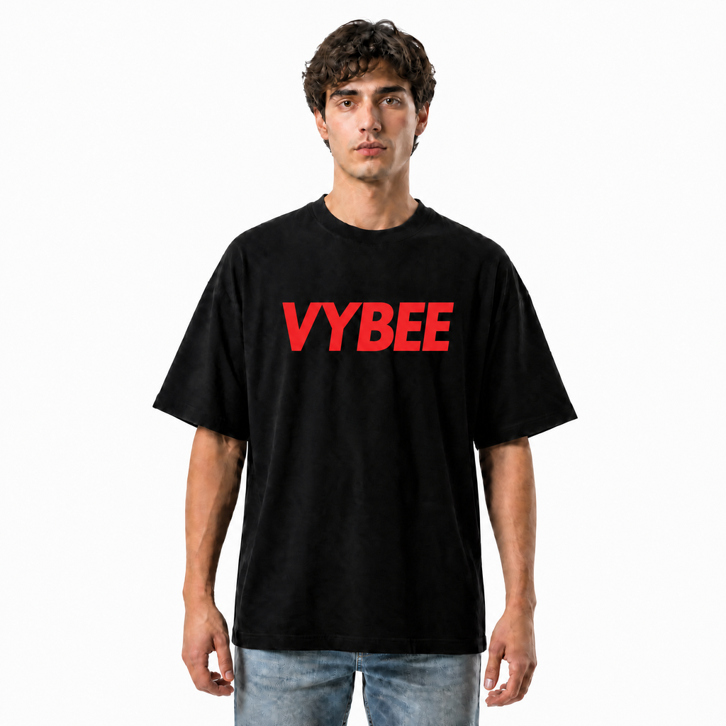 VYBEE Heavy Soft Double Tee BLACK — NO BOX 25'