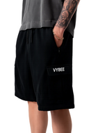 VYBEE Heavy Cargo Shorts BLACK  — Urban Sweat 400G