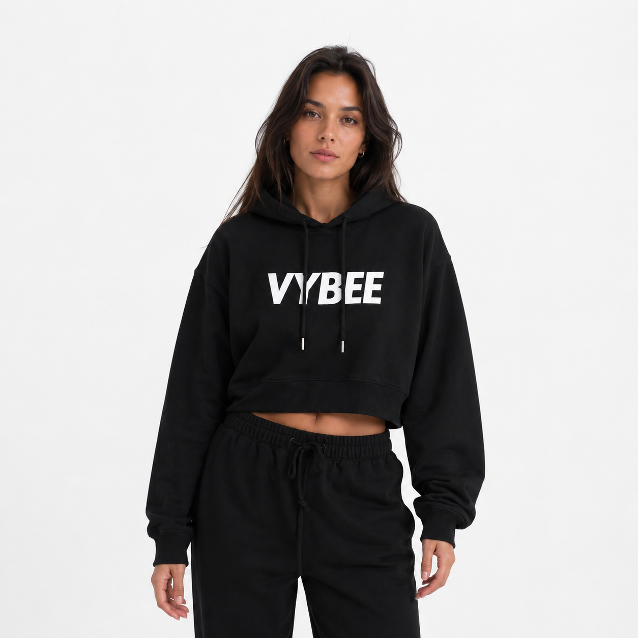 VYBEE Heavy Moletom Cropped Preto  — Urban Essential 2 Cabos