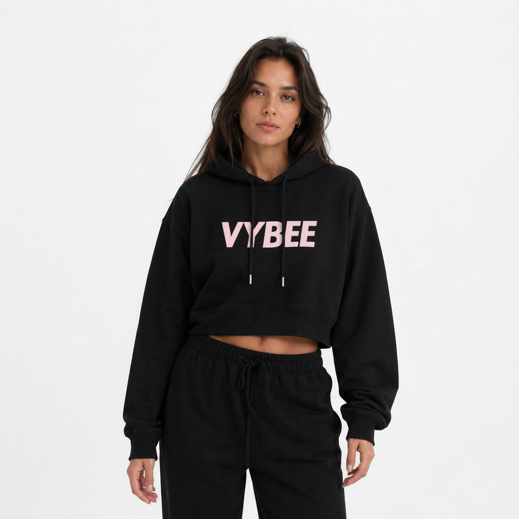 VYBEE Heavy Moletom Cropped Preto  — Urban Essential 2 Cabos