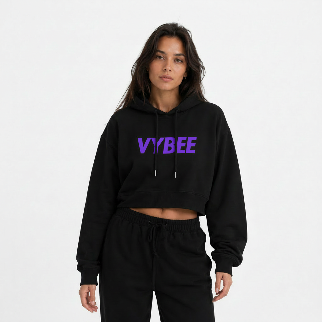 VYBEE Heavy Moletom Cropped Preto  — Urban Essential 2 Cabos