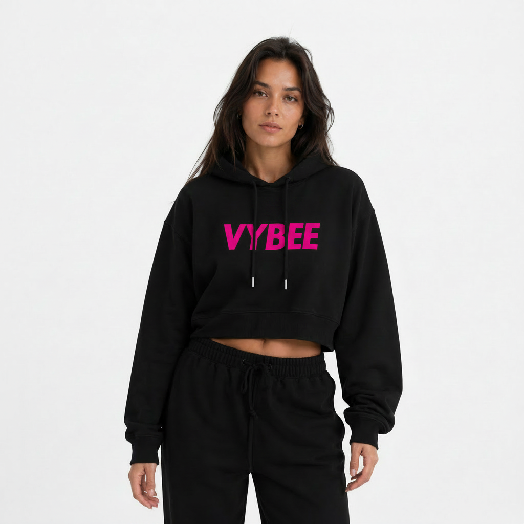 VYBEE Heavy Moletom Cropped Preto  — Urban Essential 2 Cabos
